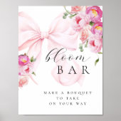 Floral Pink Bow Bouqet Bar Poster (Vorne)