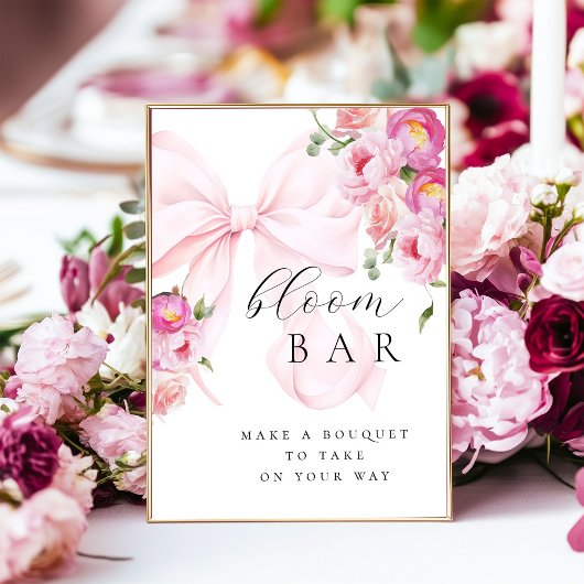 Floral Pink Bow Bouqet Bar Poster