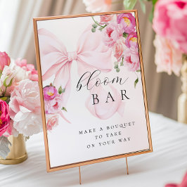 Floral Pink Bow Bouqet Bar Poster