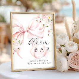 Floral Pink Bow Bouqet Bar Poster