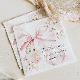 Floral Pink Bow Brautparty Paper Napkin Serviette