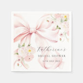 Floral Pink Bow Brautparty Paper Napkin Serviette (Vorderseite)