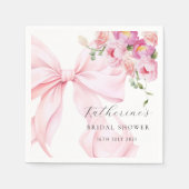 Floral Pink Bow Bridal Shower Paper Napkin Serviette (Vorderseite)