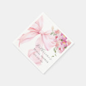 Floral Pink Bow Bridal Shower Paper Napkin Serviette (Ecke)