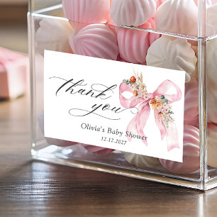 Floral Pink Bow Elegant Baby Dusche Vielen Dank Rechteckiger Aufkleber