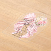 Floral Pink Bow Elegant Bridal Shower  Acryleinladungen (Ablage )