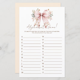 Floral Pink Bow Girl Babydusche Alphabet