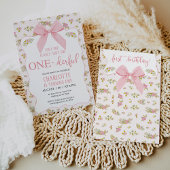 Floral Pink Bow ist nicht sie hinterhältig 1. Gebu Einladung