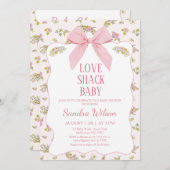 Floral Pink Bow Liebe Shack Baby Dusche Einladung (Vorne/Hinten)