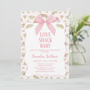 Floral Pink Bow Liebe Shack Baby Dusche Einladung