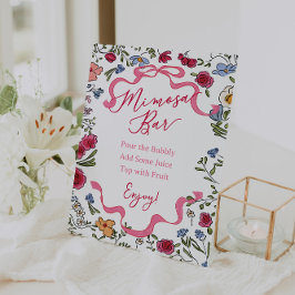 Floral Pink Bow Sie bindet den Knoten Mimosa Bar Sockelschild