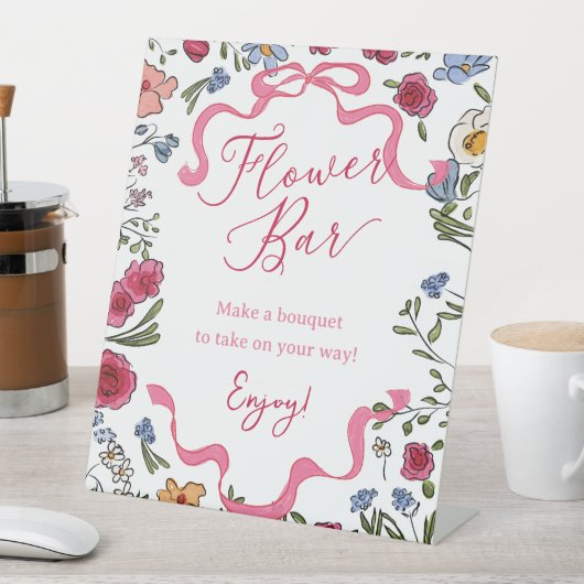 Floral Pink Bow Sie bindet die Bar der Knoten Blum Sockelschild (In Situ)