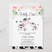 Floral Pink Bows Heilige Kuh Baby Dusche Einladung (Vorderseite)