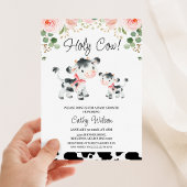 Floral Pink Bows Heilige Kuh Baby Dusche Einladung