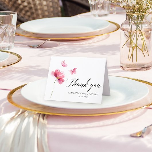 Floral Pink Brautparty Danke Karte