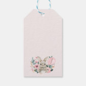 Floral Pink Bunny Birthday Danke Geschenkanhänger (Rückseite)