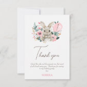 Floral Pink Bunny Birthday Danke Karte (Vorderseite)