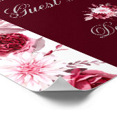 Floral Pink Burgundy Wedding Guest Book Poster (Ecke)