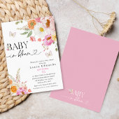 Floral Pink Butterflies Baby In Bloom Baby Shower Einladung