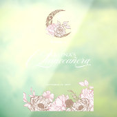 Floral Pink Celestial Moon Quinceanera Willkommen Fensteraufkleber (Blatt 3)