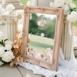 Floral Pink Celestial Moon Quinceanera Willkommen Fensteraufkleber