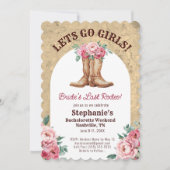 Floral Pink Cowgirl Bachelorette Girls Wochenende Einladung (Vorderseite)