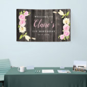 Floral Pink Cream Girls Geburtstagsparty Banner (Messeveranstaltung)