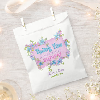 Floral Pink Danke für die Geburtstagsparty Geschenktütchen
