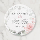 Floral Pink Erste heilige Kommune Danke Geschenkanhänger (Vorderseite)