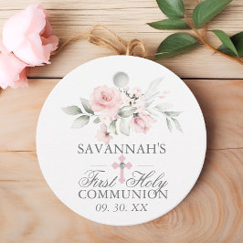 Floral Pink Erste heilige Kommune Danke Geschenkanhänger