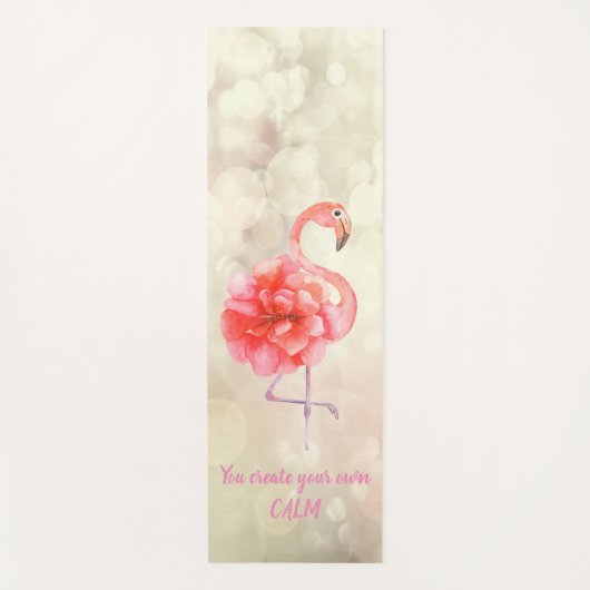 Floral Pink Flamingo, Bokeh - Motivierend Botschaf Yogamatte (Vorderseite)