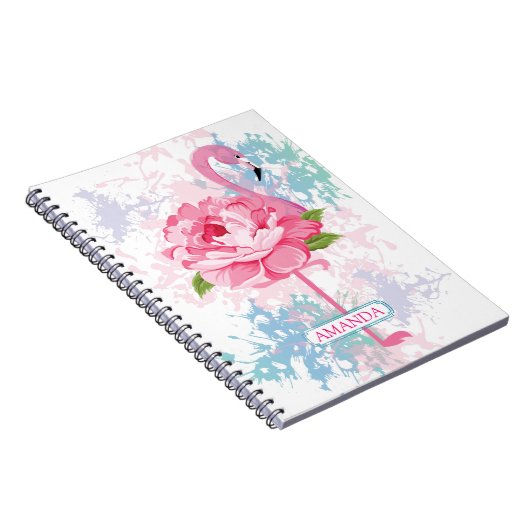 Floral Pink Flamingo Design Personalisiert Notizblock (Rechte Seite)