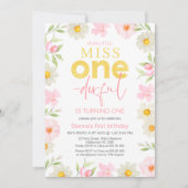 Floral Pink Foto Miss Onederful 1. Geburtstag Einladung (Vorderseite)