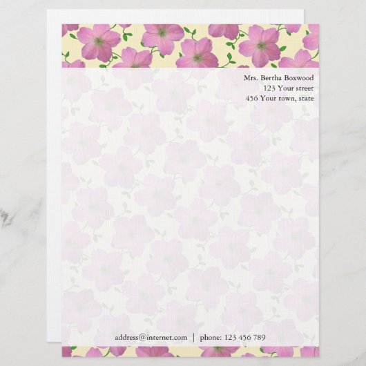 Floral Pink Garden Blume Foto Benutzerdefinierte A Briefkopf (Vorne/Hinten)