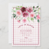 Floral Pink Gingham Liebe in Bloom Brautparty (Vorderseite)