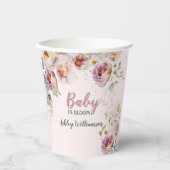 Floral Pink Girl Baby in Blütenfarbe Pappbecher (Vorderseite)