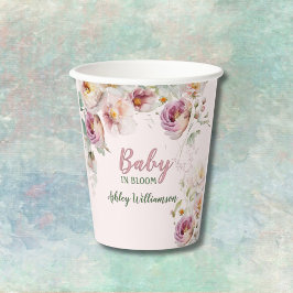 Floral Pink Girl Baby in Blütenfarbe Pappbecher