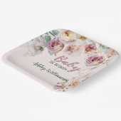 Floral Pink Girl Baby in Blütenfarbe Pappteller (Gewinkelt)