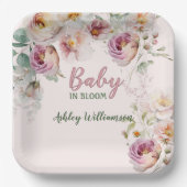 Floral Pink Girl Baby in Blütenfarbe Pappteller (Vorderseite)