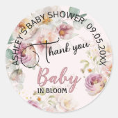 Floral Pink Girl Baby in Blütenfarbe Runder Aufkleber (Vorderseite)