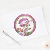 Floral Pink Glitzer Kiss Runder Aufkleber (Umschlag)
