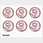 Floral Pink Glitzer Kiss Runder Aufkleber (Blatt)