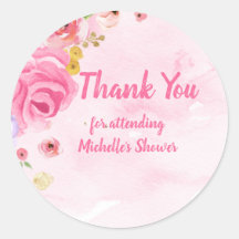 Floral Pink Gold Girls Wasserfarbe Vielen Dank