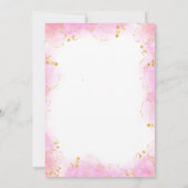 Floral Pink Gold Glitzer Schmetterling 1. Geburtst Einladung (Rückseite)