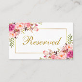 Floral Pink Gold Hochzeit vorbehalten Platzkarte (Vorderseite)