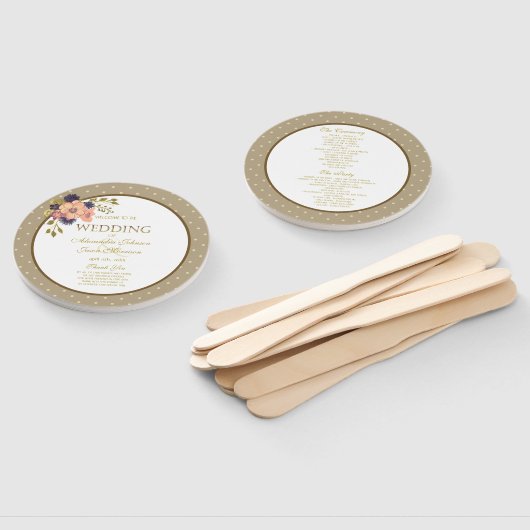 Floral Pink Gold Hochzeitsprogramm Fächer (Non-assembled)