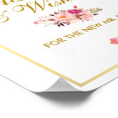 Floral Pink Gold Hochzeitsratgeber und Wünsche Poster (Ecke)