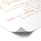 Floral Pink Gold Kalligrafie Ring Game Sign Poster (Ecke)