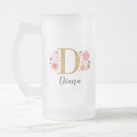 Floral Pink Gold Monogram