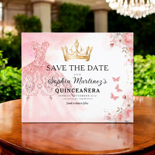 Floral Pink Gold Princess Birthday Quinceanera Flyer